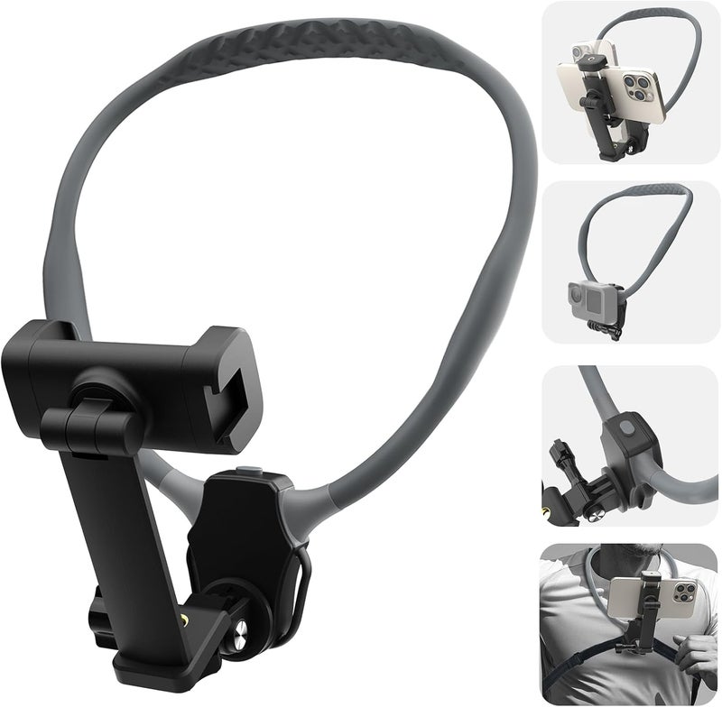 Beviliu Neck Phone Holder for Recording, Hands-Free POV/Vlog Neck Mount with Phone Clip & Chest Strap for Cooking/Fishing/Video Filming, Content Creator Phone Holder for iPhone Android Insta360 - Image 1